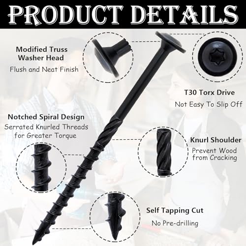 80pcs Decking Wood Screws, Lag Screw with 2pcs T30 Torx Drive Bits #14 x 4