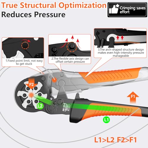 Preciva Hexagonal Ferrule Crimper, AWG 28-5 Self-Adjustable Ratchet Ferrule Crimping Tool Kit with 1500Pcs Wire Ferrule Terminals Connectors