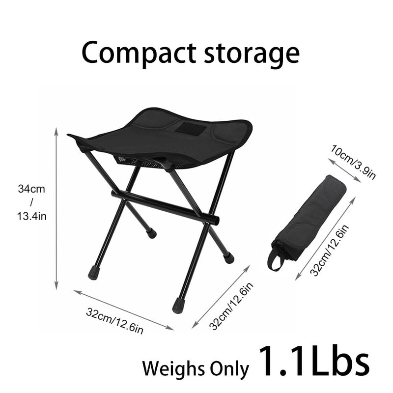 Camping Stool Lightweight Small Folding Chair 13 Inch Portable Folding Stool for Outdoor Walking Hiking Fishing 400 LBS (Stool-Black) Black