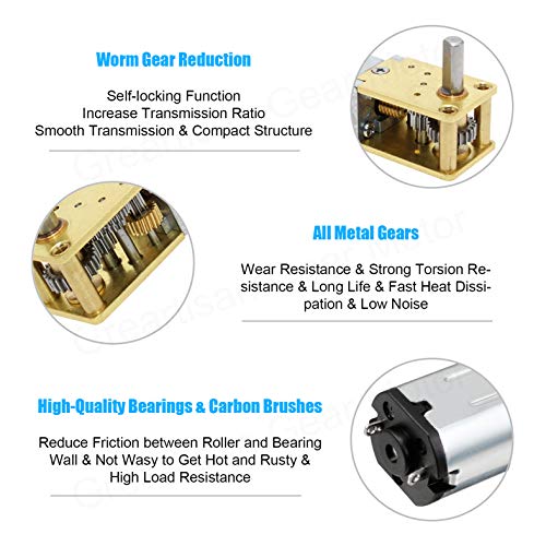 DC 12V 53RPM Worm N20 High Torque Speed Reduction Motor with Metal Gearbox Motor for DIY RC Toys 53 RPM 12 Volt