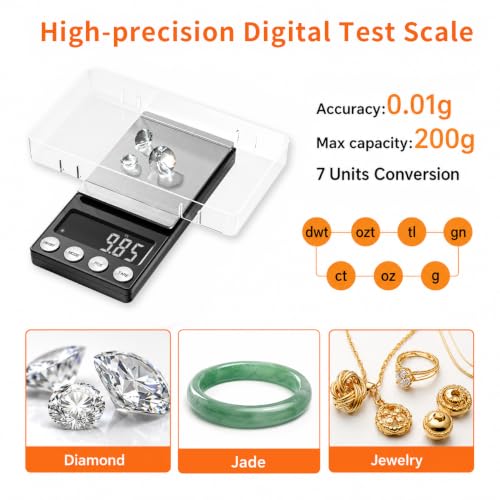 SKEAP Jewelry Testing Kit – Professional Diamond Tester & Gold Testing Kit, Includes Diamond Tester Pen, Jewelry Scale, Stone File, polishing Knife, etc– Ideal for Home, Jewelry Stores & Pawn Shops