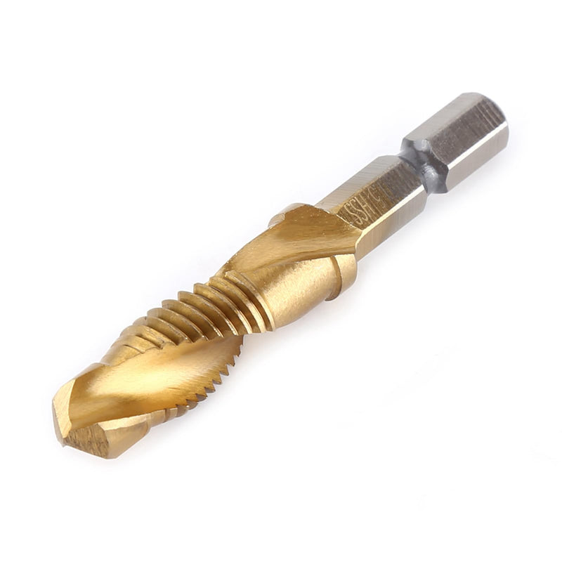 MAGT Tap Set, 6 Pieces Metric Thread M3-M10 Tap Cutter Set Titanium Coated HSS Drill Bits Set 1/4 Inch Hex Shank