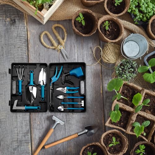 HARFINGTON 1Set Garden Tool Set 10Pcs Plastic Gardening Planting Tools Kits Blue