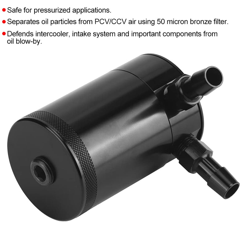 2 Port Oil Collection Tank Aluminium Alloy Air Oil Separator Protects Intercooler and Intake System, Improves Oil Separation, 50 Micron Bronze Filters, Default