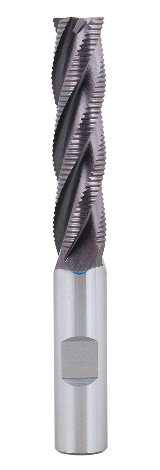 Accusize Industrial Tools 1/2'' Fine Tooth M42 8% Cobalt Tialn Roughing End Mill, 1/2'' Shk Dia, 2'' Flute Length, 4'' Oal, 4 Flute, 1104-0120 | Fine Tooth, M42 8% Cobalt, TiAlN Coated, 4" OAL, Single End, Center Cutting