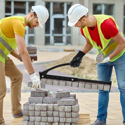 Adjustable Heavy Duty Brick Tongs Set Between Carry 6 to 10 Bricks Heavy Duty Block Tongs with Rubber Pad Handle and Gloves for Bricks Lifting Carrying (Black) Black