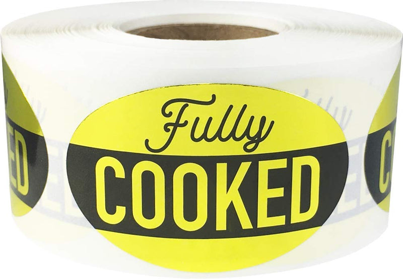 Fully Cooked Grocery Store Food Labels 1.25 x 2 Inch 500 Total Adhesive Stickers
