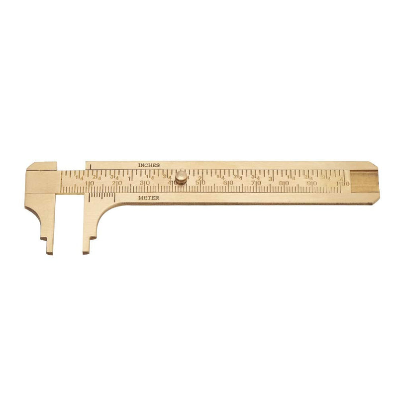 FTVOGUE Vernier Caliper Brass Caliper Ruler Measuring Tool Mini Pocket Ruler Double Scales mm / Inch (100 mm)