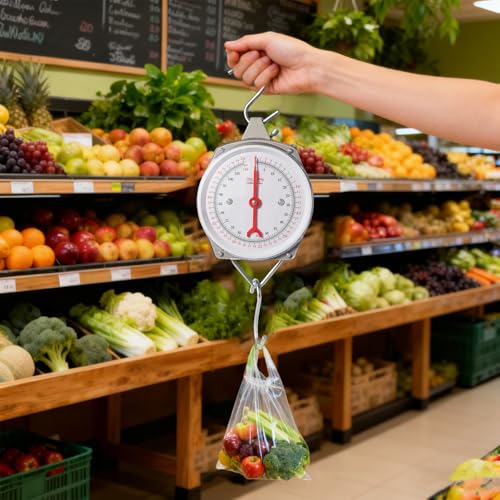 Mechanical Spring Scale 110lb/50kg, Large Display with 2 S-Hooks