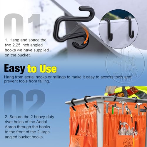 Lineman Tool Board, Aerial Apron, Bucket Truck Tools Organizer with Over 16 Pockets, Tool Organizer for Bucket Trucks and Lineman, Includes Two 2” Bucket Hooks 8 Pockets (without Magnet) 1