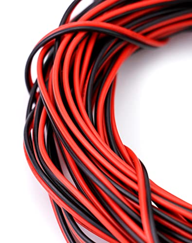 QWORK 10 Meters 22AWG Electric Wire, 2 Core Black/Red Electric Wire, Extension Cable, for LED Strip and Electronic Wiring 22AWG 10m Red-and-black