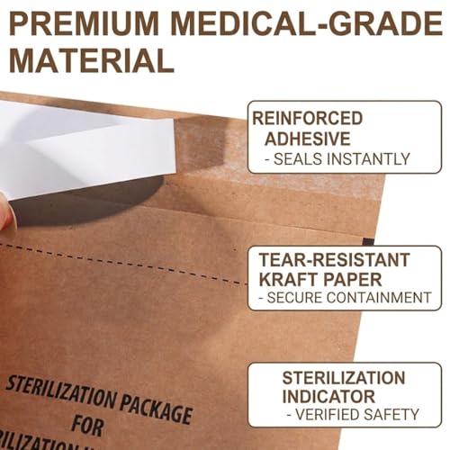 Pack of 40 Sterilisation Bags, Sterilisation Bag, Disposable Nail Accessories, Accessories for Nail Sterilisers, Disinfectant Machines, for Cosmetics and Nail Tools (100 x 200 mm)