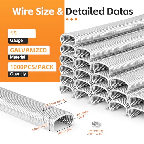 KIMSING SC7 15 Gauge 3/4'' Crown Galvanized Hog Ring Staples 1000 PCS/Pack