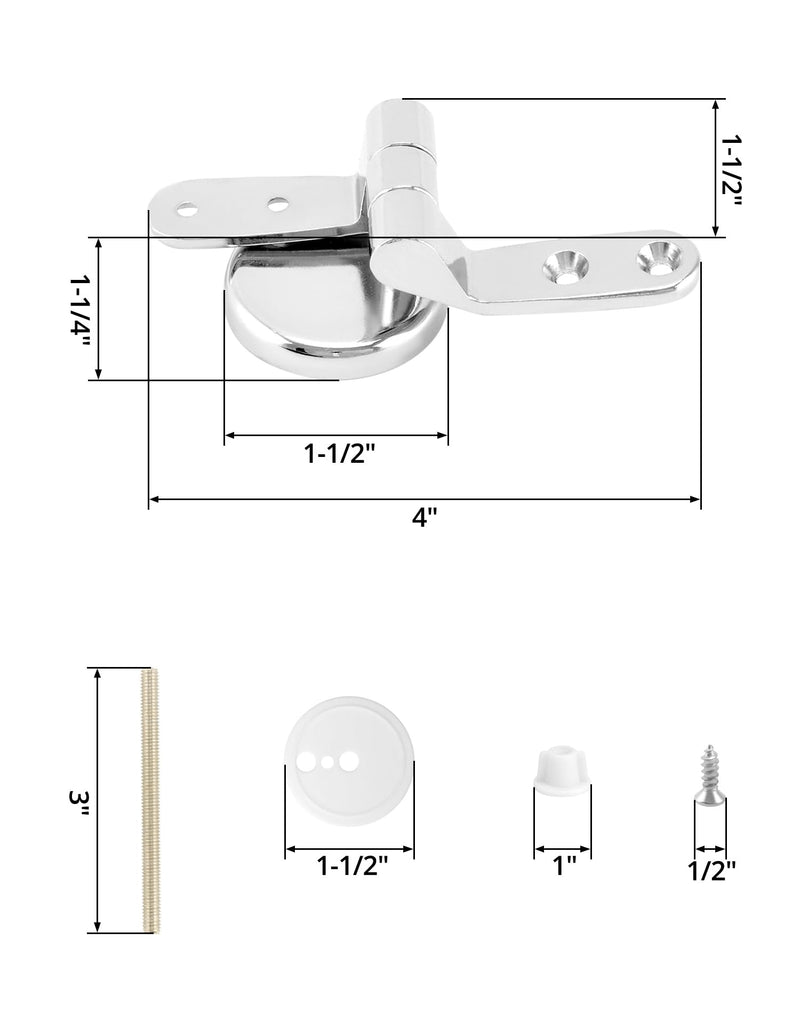QWORK Toilet Seat Hinge Replacement Kit – Fits 110–150 mm Two-Hole Mounts for Wooden, Plastic & Resin Lids 2 Sets