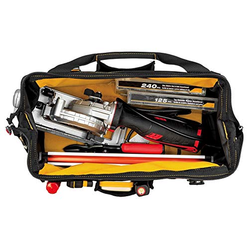 CAT 16-Inch Pro Wide Mouth Tool Bag, 14 Pockets for Tool Storage and Organization, Premium 1680D Water-Resistant Polyester Weave, Adjustable Shoulder Strap - 980206N 16 Inch