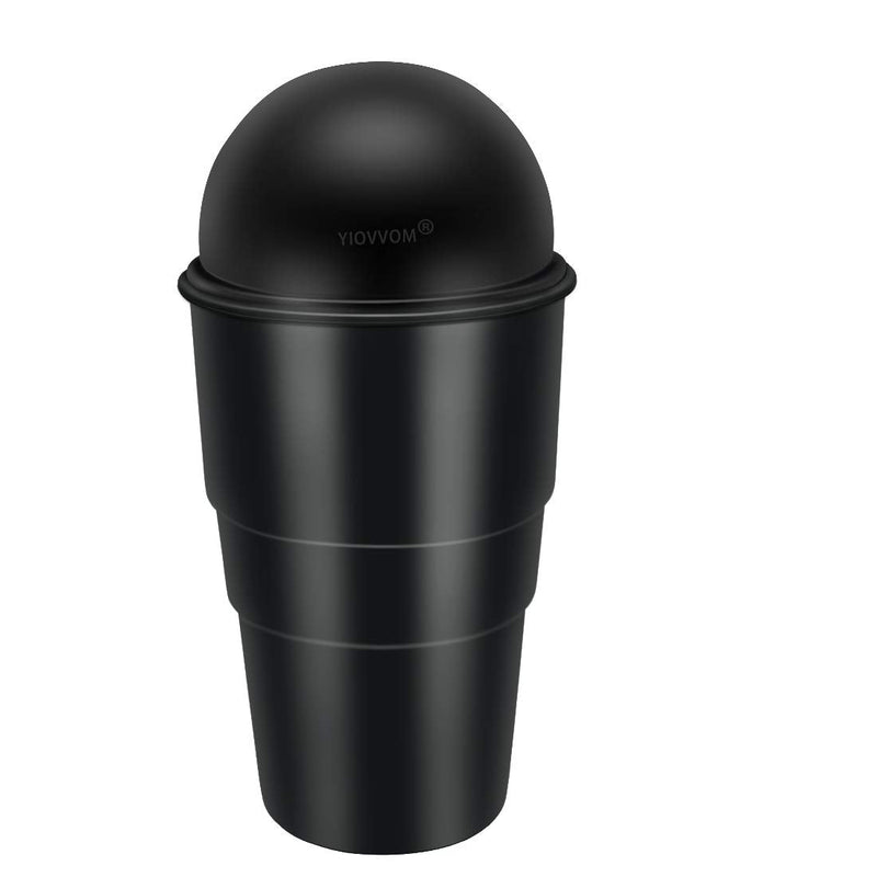 Car Garbage Can with Lid, Leakproof Vehicle Automotive Cup Holder Car Trash Can, Small Trash Bin for Automotive Office Home Kitchen(Black, 1) Black