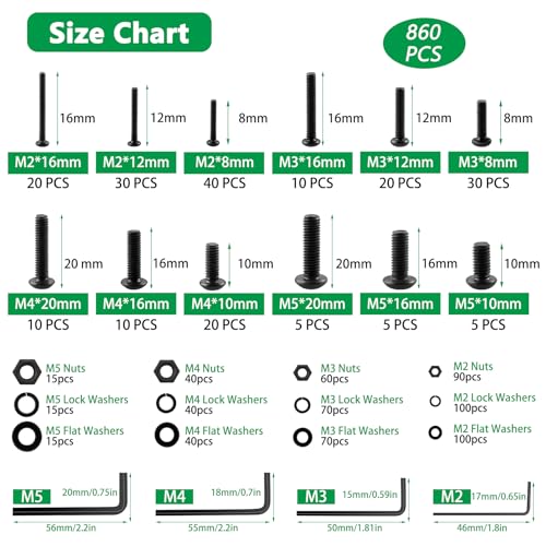 820PCS M2 M3 M4 304 Stainless Steel Hex Socket Head Cap Metric Screw Assortment and 860PCS M2 M3 M4 M5 Hex Button Head Cap Metric Screw Assortment Kit