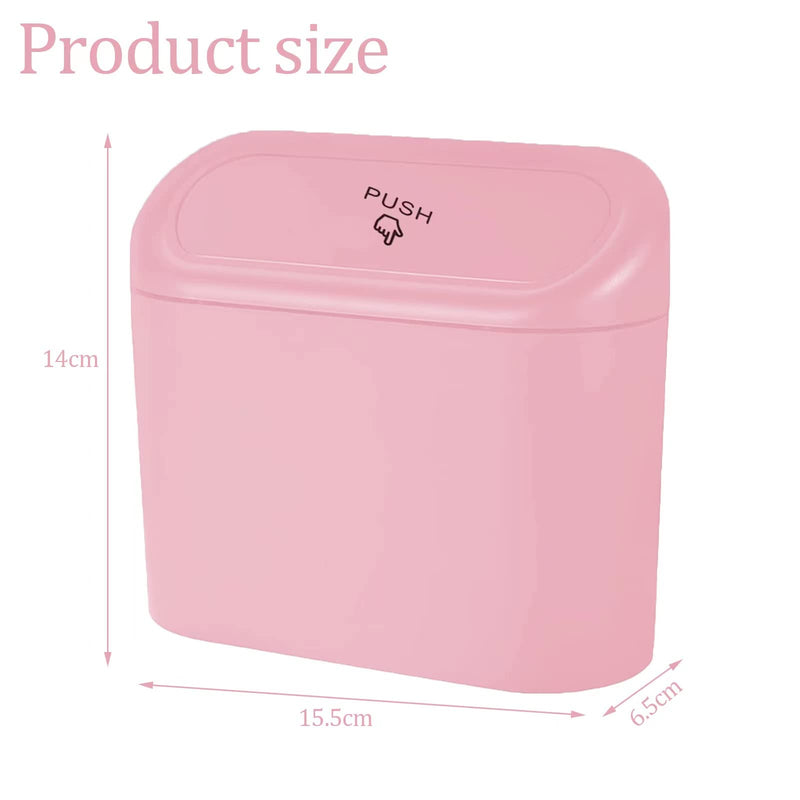 Car Trash Can, Mini Trunk Push Hanging Portable Car Bin with 2 roll Disposable Trash Bag for Car, Home, Office. (Car Trash can Pink) Car Trash can pink