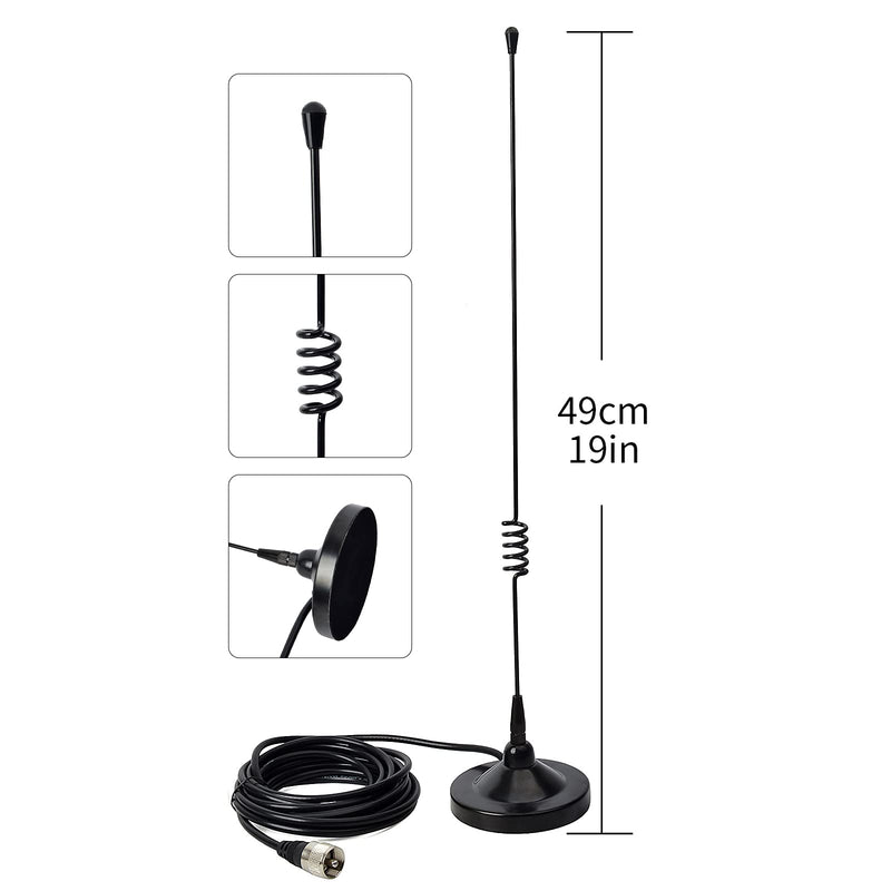 UAYESOK Dual Band Magnetic Mount Mobile Antenna 2m/70cm VHF/UHF Heavy Duty Magnet Base Antenna PL-259 Plug for Car Vehicel SUV Ham Radio Scanner Repeater System
