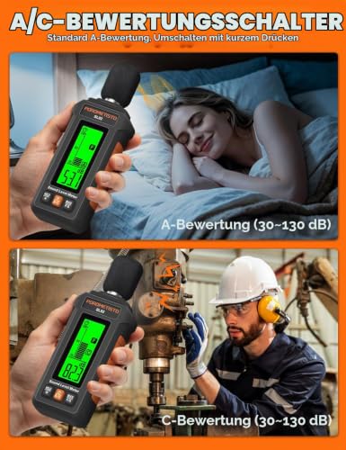 POROMETISTO A/C-rated sound level meter 30–130 dB for home & office | Noise level meter for environmental monitoring, machine testing & occupational safety. Precise sound measurement from 30–130 dB.