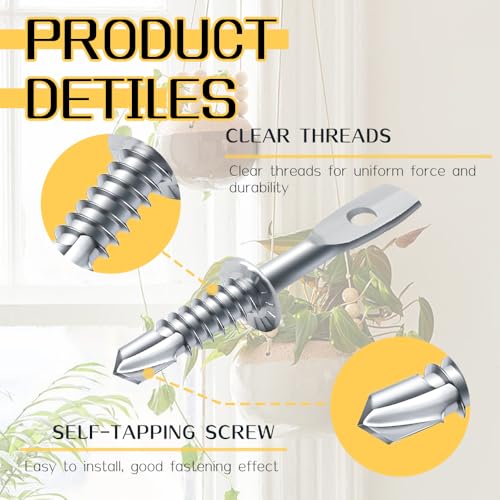130Pack Eye Lag Self Tapping Screw 2" Eye Lag Screw with 1Pcs Driver Drilling Point Dura-Screws Zinc Plated Heavy Duty Eye Lag Self Drill Screw(SelfTappingScrews, 130) Self Tapping Screws