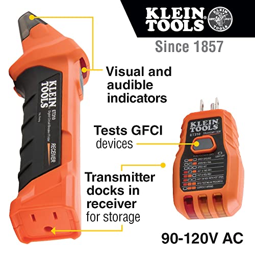 Klein Tools ET310 AC Circuit Breaker Finder with Integrated GFCI Outlet Tester & NCVT1P Voltage Tester, Non-Contact Voltage Detector Pen, 50V to 1000V AC, Audible and Flashing LED Alarms, Pocket Clip