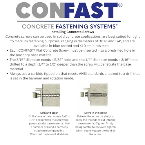 CONFAST 1/4" x 2-3/4" Hex Head Concrete Screw Anchor with Drill Bit for Anchoring to Masonry, Block or Brick (100 per Box) 1/4" x 2-3/4"