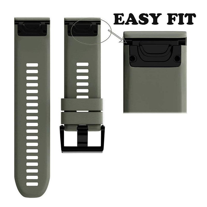 NotoCity Compatible Fenix 5 Band 22mm Width Soft Silicone Watch Strap for Fenix 5/Fenix 5 Plus/Fenix 6/Fenix 6 Pro/Forerunner 935/Forerunner 945/Approach S60/Quatix 5 Army Green