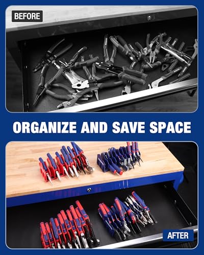 WORKPRO 4-Pack Plier Organizer Rack, 40-Slot Tool Organizer and Storage 4 Pack Blue &Red