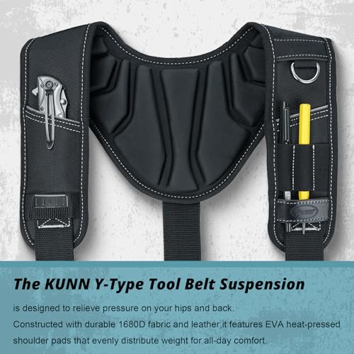 KUNN Tool Belt Suspenders & Leather Tool Belt Suspenders with Phone Holder