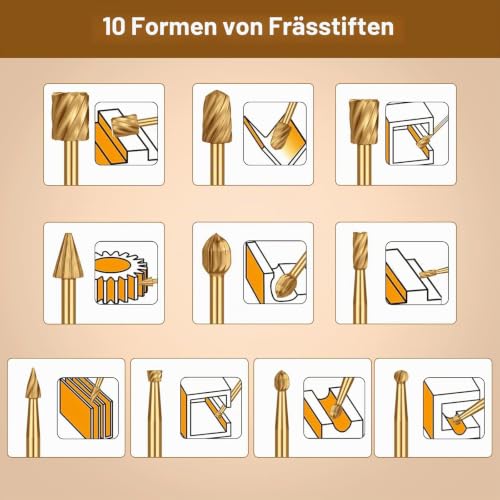 EEEKit 20 Piece Wood Carving Drill Bit Set, HSS Rotary Burr Milling Cutter Wood for Rotary Tool with 3 mm Shank