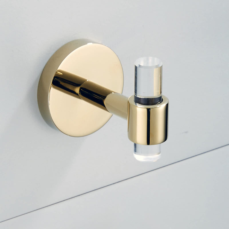 Gold Bathroom Hardware Accessories Set - Acrylic Hand Towel Holder Toilet Paper Holder Towel Hook - Wall Mounted Bath Towel Bar Set 3 Pieces SHUNLI 3-Piece