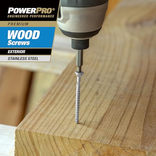 Power Pro 48622 Wood Screws, #10 x 2-1/2", Premium Stainless Marine Screws, Rust Resistant, Stainless Steel, 1lb Box, 79 pcs #10 x 2-1/2" Silver 78