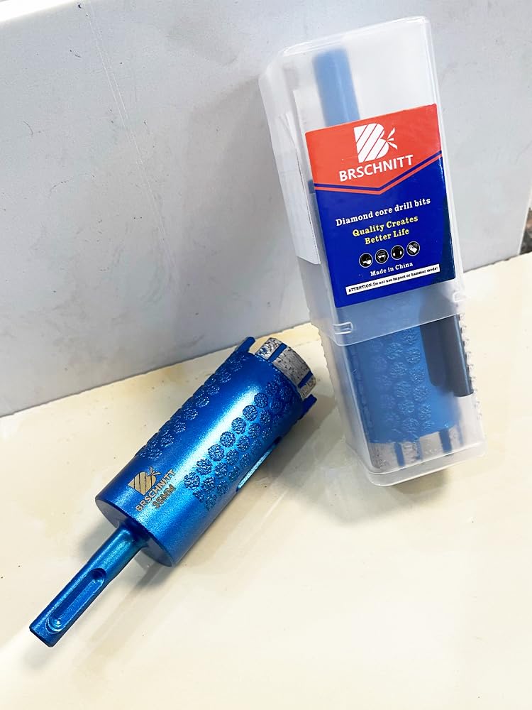 Diamond Core Drill Bit,BRSCHNITT 1 3/8 Inch Laser Welded Diamond Hole Saw for Granite Marble Solid Block Stone Reinforced Concrete,Dry or Wet Drilling SDS Plus Hex Shank(35mm) 1 3/8"(35mm）SDS PLUS