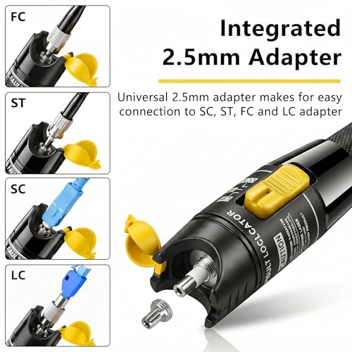 Fiber Optic Tool Kit, FTTH Kits, Optical Power Meter with 50KM Visual Fault Locator and FC Male to LC Female Hybrid Converter Adapter, VFL Tester Kits