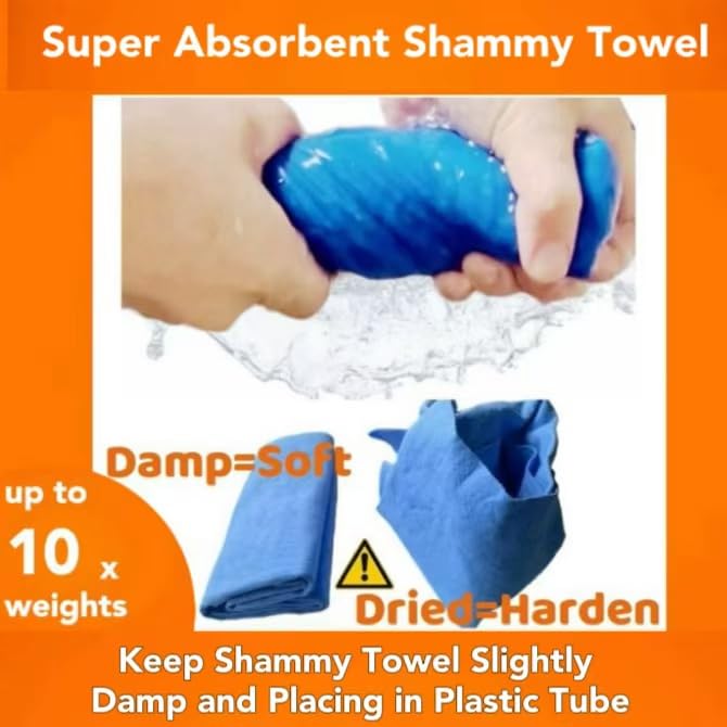 Premium Shammy Cloth for Car Drying - 2pk(26”x17”) - Super Absorbent Synthetic Chamois Towel for Car - Reusable Car Drying Shammy - Scratch-Free Car Drying Towel(Yellow & Yellow) 2 Pack