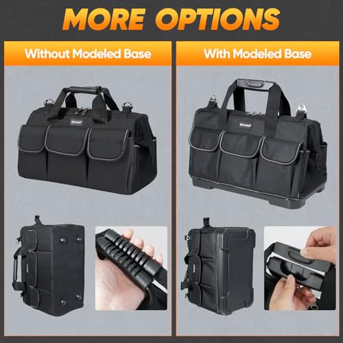 TICONN Heavy Duty Tool Bag Organizer, Portable Tool Box with Shoulder Strap 16" Standard Base Black
