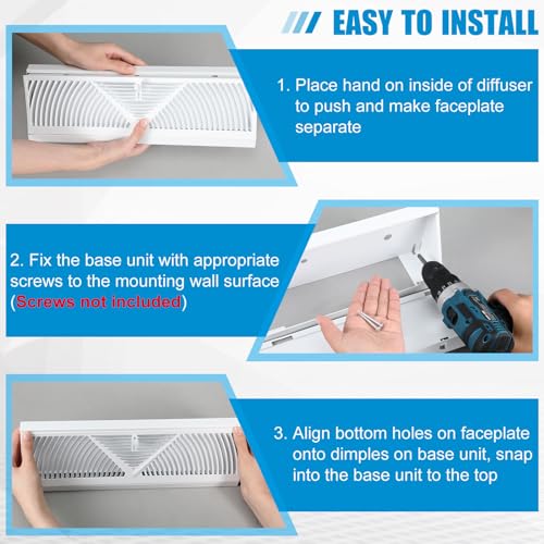 Yaocom 2 Pack Baseboard Register Vent 15 Inch Air Vent Covers, White