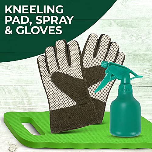 Gardening Tools - Garden Tools Stainless Steel Gardening Gifts for Women Shovel Trowel Fork Rake Gardening Gloves Perfect Gardening Gifts dark green with kneeler