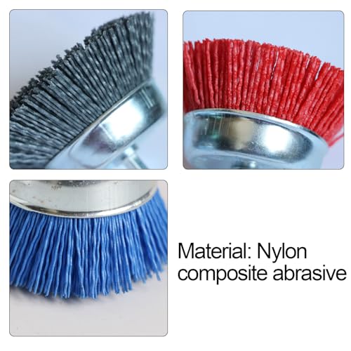 FPPO 8Pcs 3 Inch Assorted Cup Brushes Abrasive Wire Nylon Cup Brush for Drill,Grit 80 120 320 with 1/4" Shank (8) mix8pcs