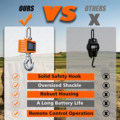 Digital Crane Scale, 2200 lb/1000 kg with Remote Control, Orange