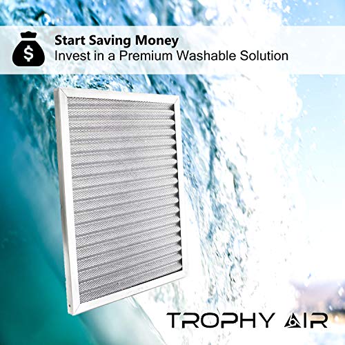 16x25x1 |Trophy Air | Merv 8 | Washable Furnace Filter | Lifetime HVAC & Furnace Air Filter | Washable | Superior particle-holding Ability | Premium Quality Aluminum 16x25x1