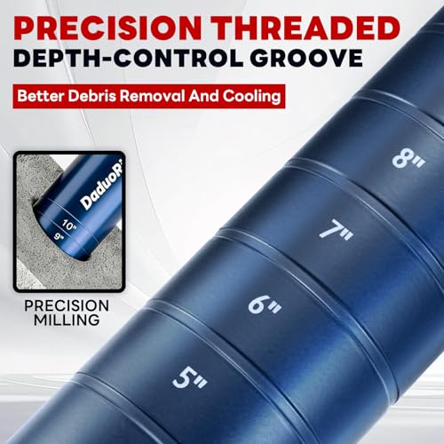 2" Core Drill Bit with Etched Depth Scale – Industrial for Reinforced Concrete, Brick Block, Masonry,1-1/4"-7 UNC,14" Drilling Depth, Precision-Welded & Aggressive Sharp 12mm Segments, Wet 2 Inch