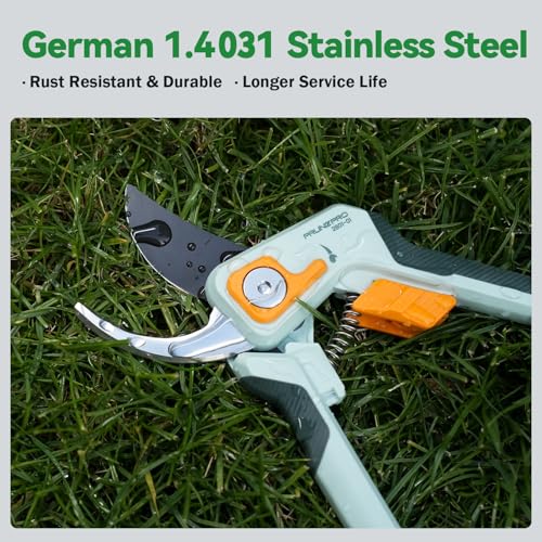 PrunePro Pruning Shears & Loppers for Branch Cutting Professional Bypass Hand Pruner Limb Cutter Sharp Stainless Steel Blade with Non-Stick Teflon Coating