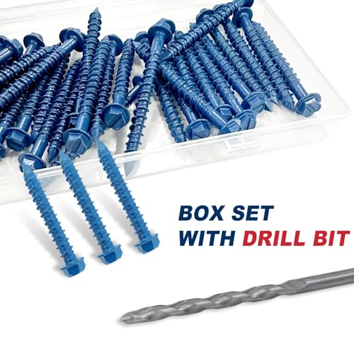 1/4"x2-3/4"Slotted Hex Concrete Screws Anchor for Concrete 120pcs/box 1/4" 2 3/4 Inches 120