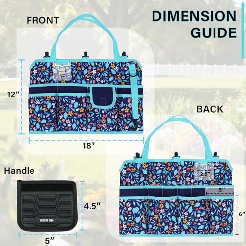 KUNN Garden Tool Waist Belt - 4 Deep Pockets Tool Apron for Women Men,Utility Pouch + Bucket Tool Organizer 5 Gallon with Hangable Handle 18-Pocket Detachable Bucket