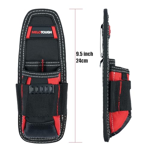 MELOTOUGH Small Tool Pouch with Belt Clip,Small Tool Holder Pouch, Min Work Organizer Tool Holster and Knife Holder,Tool Belt Hook,Tool Holster,Drill Belt Holder,Cordless Drill Holster Single