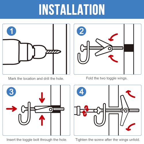 1/4"x5" Toggle Bolts (36 Pcs) 1/4 inch Wall Anchors for Drywall Heavy Duty, Butterfly Anchor Bolt for Hollow Wall, Sheetrock, Ceiling 1/4" (36 Pcs)