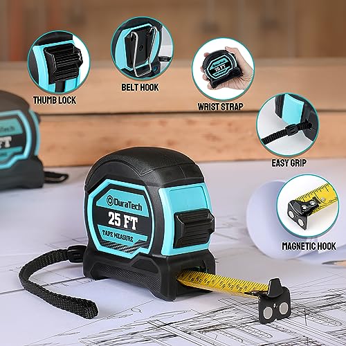 DURATECH 25FT Magnetic Double-Sided Tape Measure, Easy Read Measuring Tape 25 FT 2 Pack