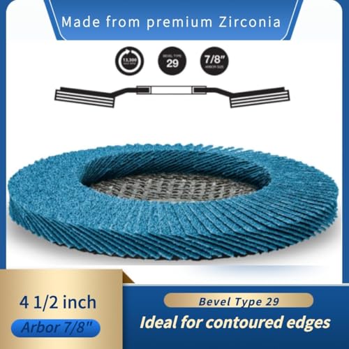 SIGNI T29 4.5" x7/8" Premium Zirconia Abrasive Flap disc for Angle Grinder Sanding, Stock and Rust Removal, Finishing, Grinding, Deburring (4.5 inch T29 40#) 4.5 inch T29 40#